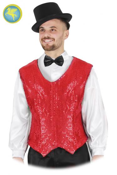 Gilet Paillettes Rosso Accessorio Di Carnevale