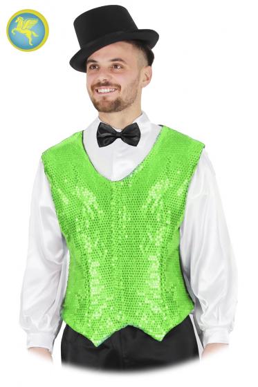 Gilet Paillettes Verde Accessorio Di Carnevale