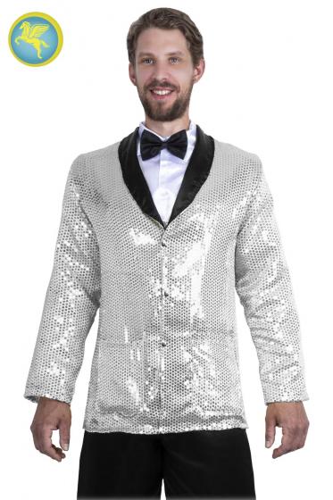 Giacca  Paillettes Argento Accessorio Di Carnevale