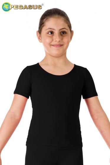 Maglietta Danza Classica E Moderna Lycra Mezza Manica Nera Bambina