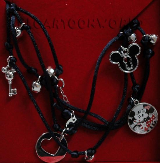 BRACCIALE a Corda Con PENDENTI CHARM Disney MINNIE e TOPOLINO