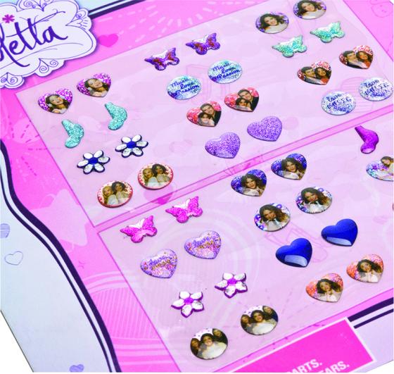 FANTASTICO SET - 24 Paia di Orecchini Adesivi DISNEY VIOLETTA