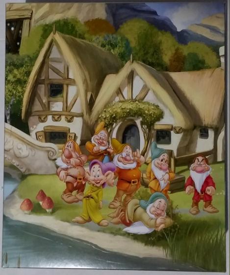 OROLOGIO da Muro IN Porcellana Certificata DISNEY - 7 NANI - Dimensioni 23x18 Cm