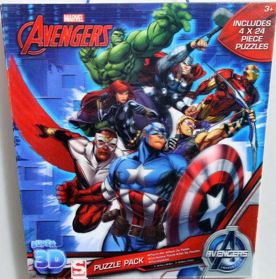 4 PUZZLE da 24 pezzi DISNEY Marvel AVENGERS - 3D