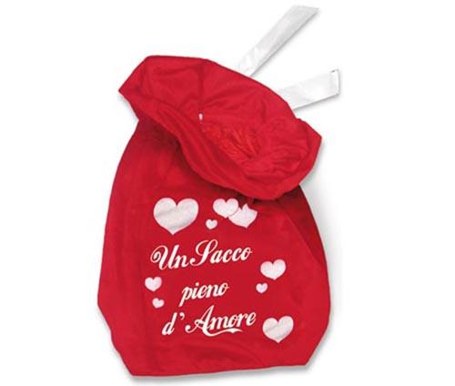 Fantastico Sacco in Velluto IDEA SAN VALENTIVO con scritta ricamata H 34 cm