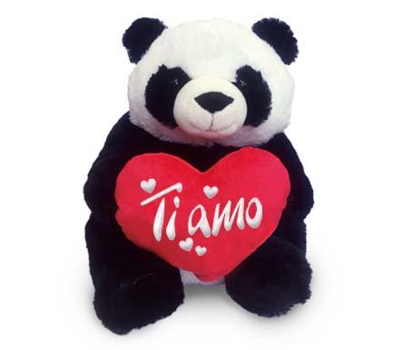 PELUCHE PANDA SAN VALENTINO CON CUORE E SCRITTA "TI AMO" 40 cm