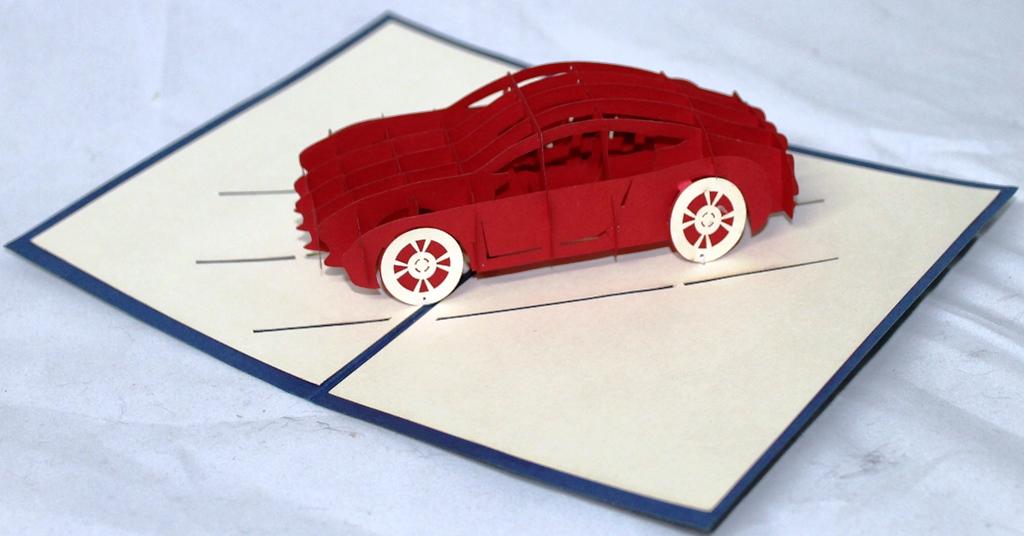 BIGLIETTO AUGURI - ORIGAMI - AUTOMOBILE AUTO
