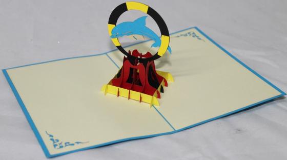 BIGLIETTO AUGURI - ORIGAMI - DELFINI