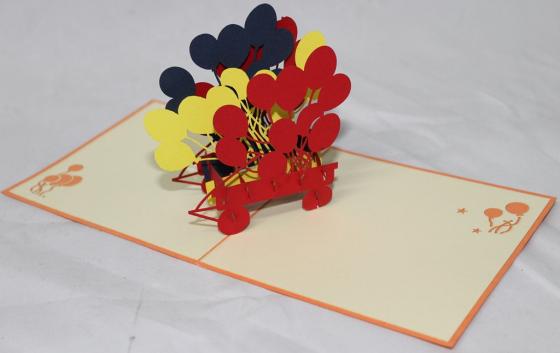 BIGLIETTO AUGURI - ORIGAMI - PALLONCINI
