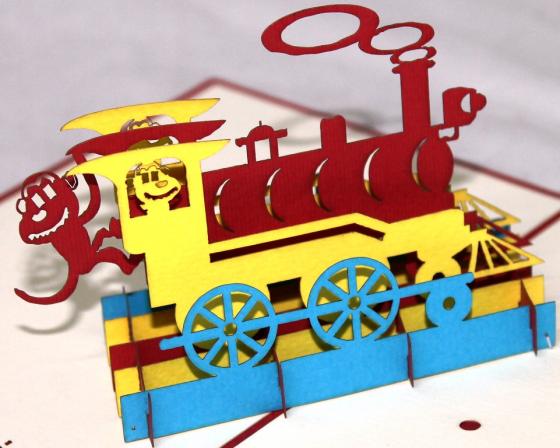 BIGLIETTO AUGURI - ORIGAMI - Treno TRENINO