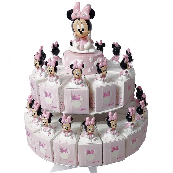 BOMBONIERA TORTA con 29 Scatoline Portaconfetti piu' Statuine e Carillon DISNEY MINNIE