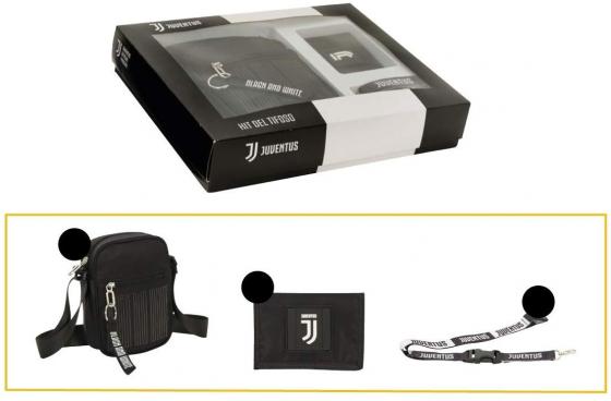 Kit del tifoso JUVENTUS  Tracolla - portafoglio velcro - portachiavi da collo
