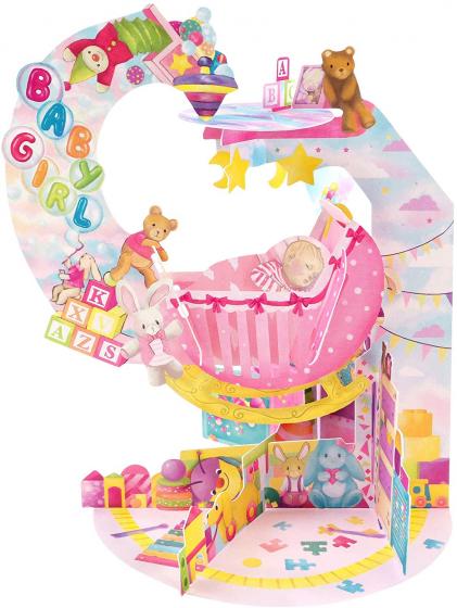 BIGLIETTO AUGURI - 3D Pop-Up Neonata BABY GIRL