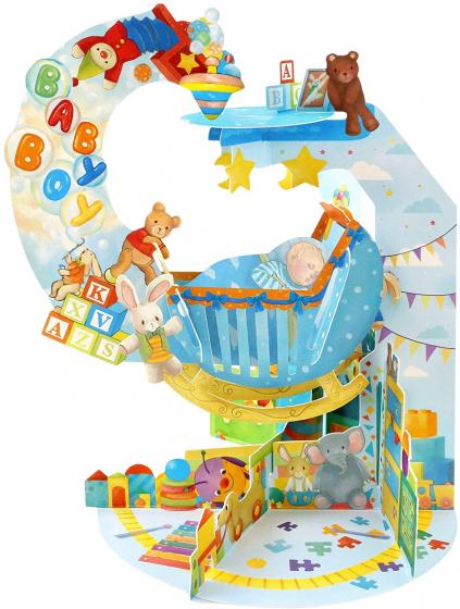 BIGLIETTO AUGURI - 3D Pop-Up Neonato BABY BOY