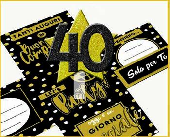 Skatush Explosion Box - Scatola Auguri / Regalo con Coperchio - BUON COMPLEANNO golden 40 Anni