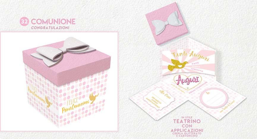 Skatush Explosion Box - Scatola Auguri / Regalo con Coperchio - COMUNIONE Bimba