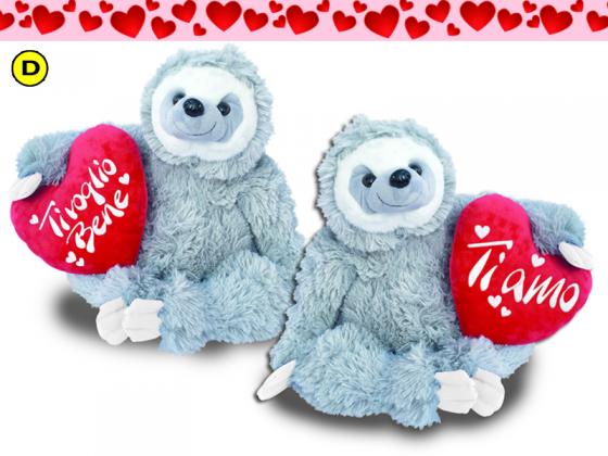 PELUCHE BRADIPO SAN VALENTINO CON CUORE E SCRITTA "TI AMO" 15 cm