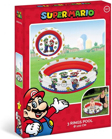 Piscina Gonfiabile per Bambini 3 Anelli - SUPER MARIO BROS