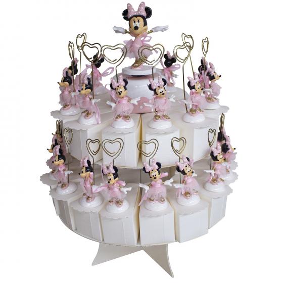 BOMBONIERA TORTA con 29 Scatoline Portaconfetti con Segnaposto e Carillon DISNEY MINNIE BALLERINA
