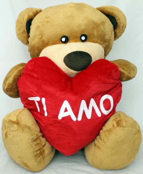 PELUCHE ORSETTO CON CUORE E SCRITTA "TI AMO" 60 cm