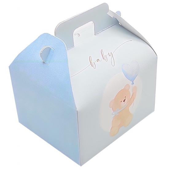 5 Scatole Scatoline Bauletto porta Confetti ORSETTO Nascita - CELESTE