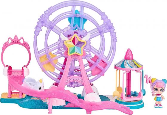 Kindi Kids Minis Collectable Ferris Wheel Carnival Playset and Rainbow Kate Posable Bobble Head Figurine