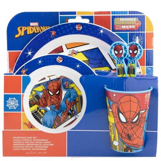 SET PAPPA - Piatto Ciotola Bicchiere MARVEL SPIDERMAN