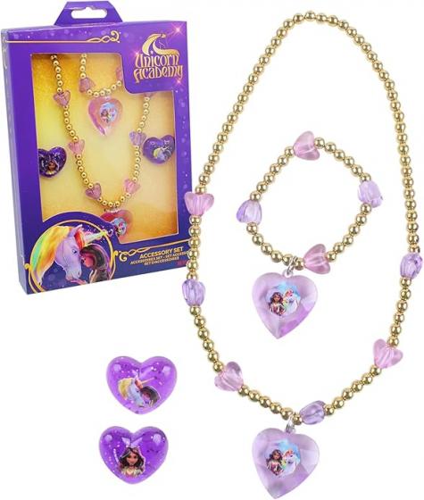 Set BRACCIALETTO COLLANA E 2 Anelli accessori Unicorn Academy