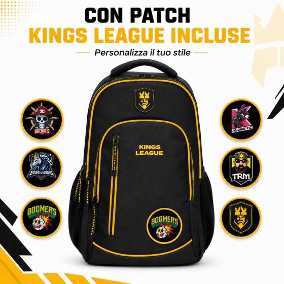 Zaino Kings League Nero con Patch Intercambiabili