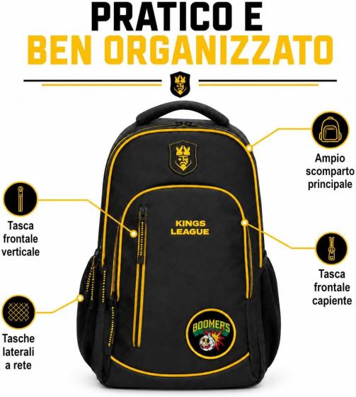 Zaino Kings League Nero con Patch Intercambiabili