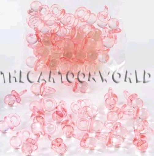 Bomboniera Nascita Battesimo CIUCCIO Rosa in plastica Set 24 pezzi - 2 cm